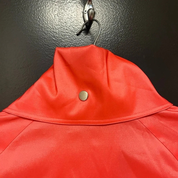 Samual Dong women’s S short sleeved jacket bright coral, kinda raincoat material - Picture 16 of 16